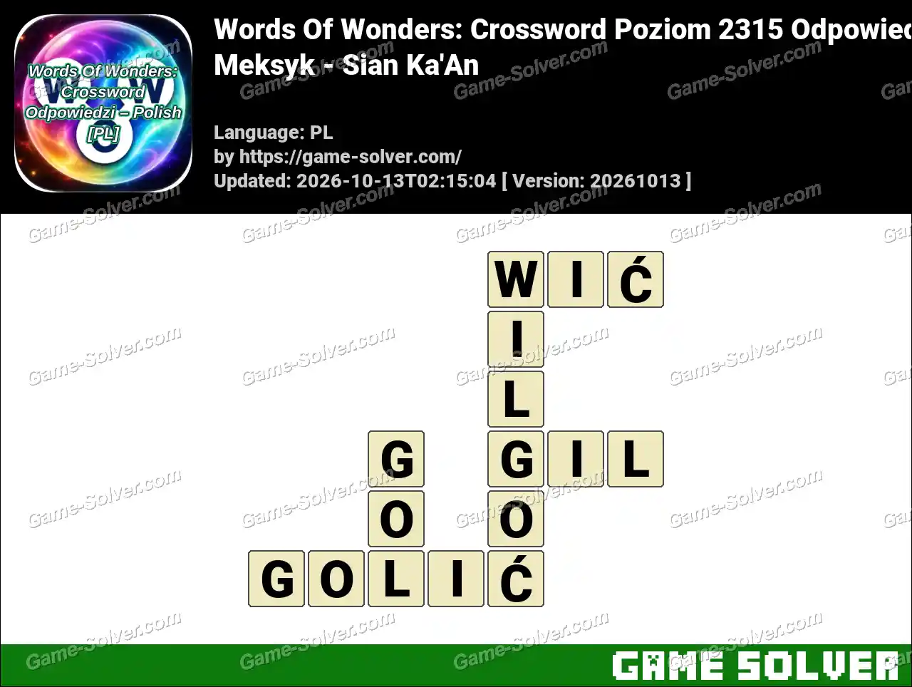 Words Of Wonders: Crossword Poziom 2315 Odpowiedzi – Meksyk – Sian Ka’An